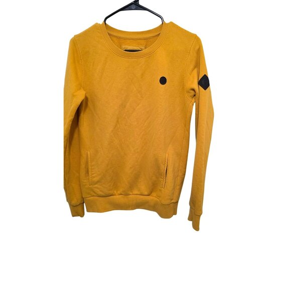 Kazane Yellow Quilted Crewneck Sweatshirt W/ Pockets & Logo Details Women Size M - Picture 1 of 7